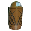 Trash Can, 40 Gallon Round Powder Coated Steel With Dome Top, Portable