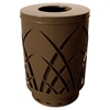 Trash Can, 40 Gallon Round Powder Coated Steel With Flat Top, Portable