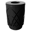 Trash Can, 40 Gallon Round Powder Coated Steel With Flat Top, Portable