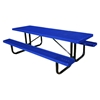 8 Foot Rectangular Picnic Table, Thermoplastic Coated Expanded Metal With Welded 2 3/8" Steel Frame, Portable