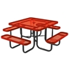 Square Expanded Thermoplastic Picnic Table 46" Top With 4 Attached Seats And 2" Galvanized Steel Frame