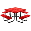 Square Thermoplastic Picnic Tables 46 inch Thermoplastic Coated Perforated with Powder Coated Steel Tube