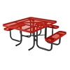 ADA Compliant Square Thermoplastic Picnic Table 46" Top With 3 Attached Seats, 2" Galvanized Steel Frame