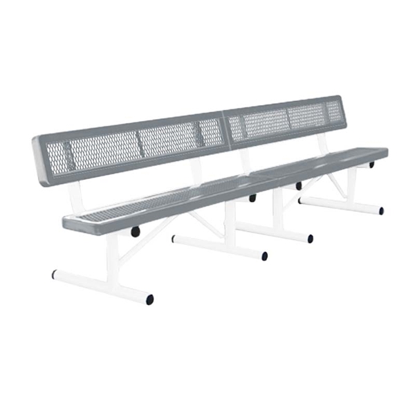 Bench With Back 10 Foot Plastic Coated Expanded Metal With Welded Angle Iron Frame