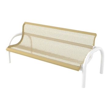 Bench With Back 4 Ft. Plastic Coated Expanded Metal With 2 7/8 In. Bent Frame, In-Ground Mount 