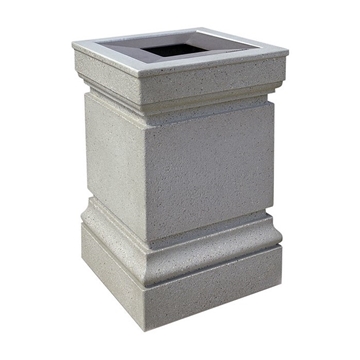 Concrete Trash Receptacle With Pitch-In Top