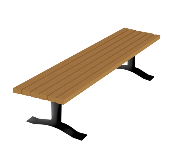 Flat Recycled Plastic Backless Bench with Steel Frame - 4 or 6 Ft.	