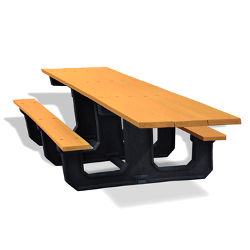 	ADA Recycled plastic picnic table is Wheelchair Accessible Rectangular Picnic Table 8 foot Recycled Plastic