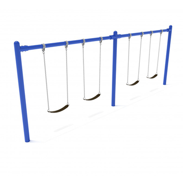 8 Foot High Elite Single Post Commercial Swing Set With 4 Belt Seats - 2 Bay - Quick Ship - Pacific Blue