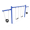 7/8 Foot High Elite Commercial Swing Set With 2 Belt Swings And 2 Bucket Seat - 1 Bay, 2 Cantilever Frame - Quick Ship - Pacific Blue