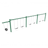7/8 Foot High Elite Commercial Swing Set with 6 Belt Swings and 1 Bucket Seat - 3 Bay, 1 Cantilever Frame - Quick Ship - Rainforest Green