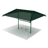  8 Foot High Elite Shade Single Post Commercial Swing Set With 2 Belt Seats - 1 Bay - Rainforest Green