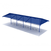 8 Foot High Elite Shade Single Post Commercial Swing Set With 8 Belt Seats - 4 Bay - Pacific Blue