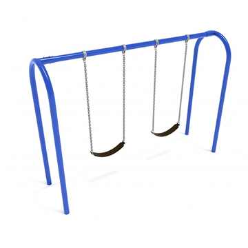 8 Foot High Elite Arched Post Commercial Swing Set With 2 Belt Seats - 1 Bay - Quick Ship  - Primary Blue
