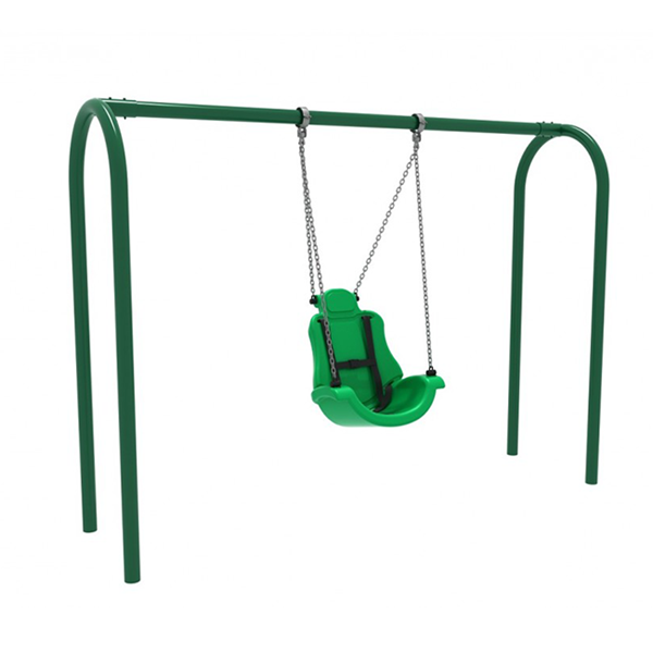8 Foot High Elite Arched Post Commercial Swing Set with Adaptive Swing - 1 Bay - Quick Ship - Rainforest Green