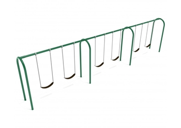 8 Foot High Elite Arched Post Commercial Swing Set With 6 Belt Seats - 3 Bay - Quick Ship - Rainforest Green