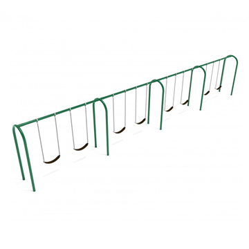 8 Foot High Elite Arched Post Commercial Swing Set with 8 Belt Seats - 4 Bay - Quick Ship - Rainforest Green