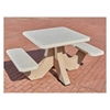 Square Concrete Picnic Table With Two Attached Benches