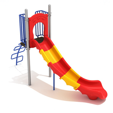 5 Foot Single Left Turn Sectional Freestanding Slide with Snake Climber - Ages 5 to 12 yr - Front