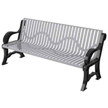 Ribbed Steel Bench With Cast Aluminum