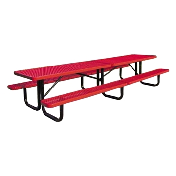 Picnic Table Rectangle 12 Ft. Plastic Coated Perforated Metal with Powder Coated 2 3/8 In. Steel Tube	