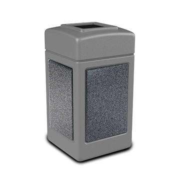 42 Gallon Plastic Trash Can with Stone Panels - Black w/ Pepperstone Panels	