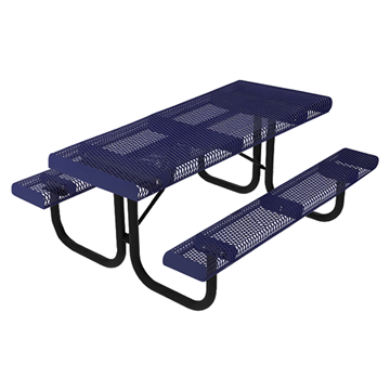 6 Ft. RHINO Rectangular Picnic Table, Pattern Punched Steel with Rolled Edges, Portable - 235 lbs.
