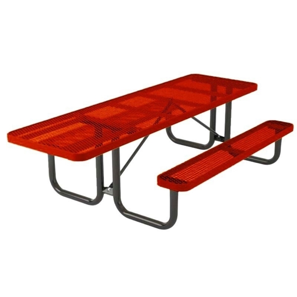 Picture of 8 Foot ADA Compliant Rectangular Picnic Table, Thermoplastic Coated Expanded Metal with Welded 2 3/8" Steel Frame, Portable