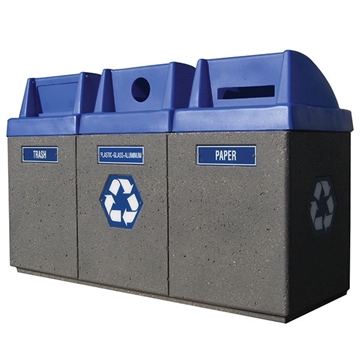Three Container Recycling Center Trash Receptacle