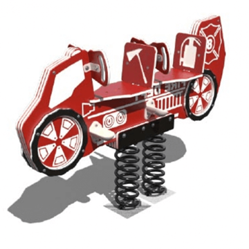 TFS0022XX - Fire Truck Rider Spring Rocker Playground Equipment With 2 Seats - Ages 2 To 5 Years
