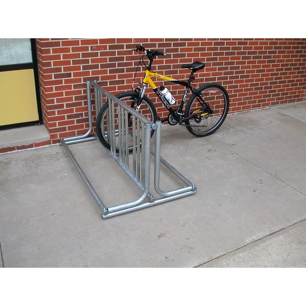 8 Space Bicycle Rack 5 foot Galvanized 1 5 8 Inch OD Pipe with 1 Inch OD Stalls Portable