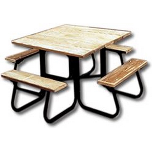 Square Picnic Tables 48 In. Wooden Top and Bench Seats
