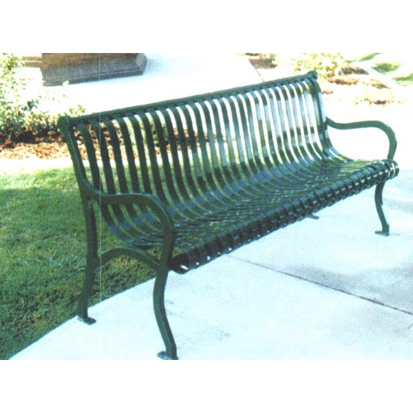 Picture of Bench with Back 72 In. Powder Coated Iron and Steel, Portable or Surface Mount