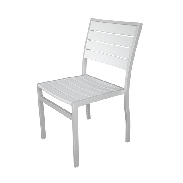 Picture of Polywood Euro Style Side Chair Recycled Plastic Polywood Slats with Aluminum Frame. Set of 2.