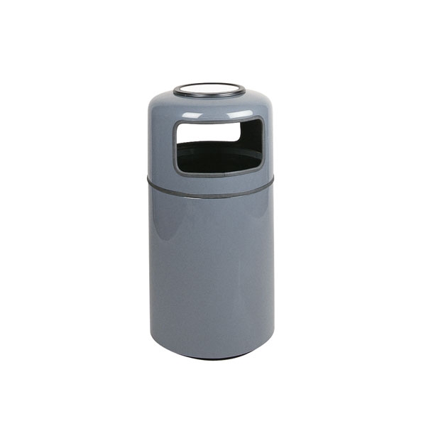 Picture of Ash and Trash Receptacle 20 Gallon Round Fiberglass with Covered Ashtray Top, Portable