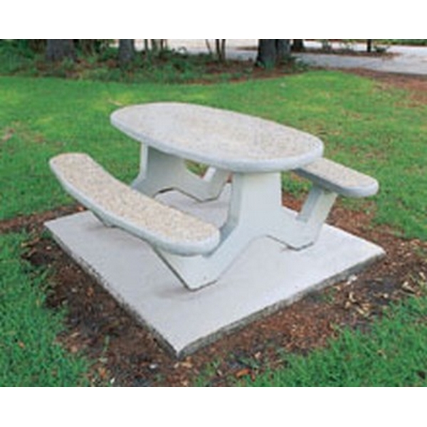 Picture of Concrete Oval Picnic Tables 72 In. Concrete with Bolted Concrete Frame, Commercial
