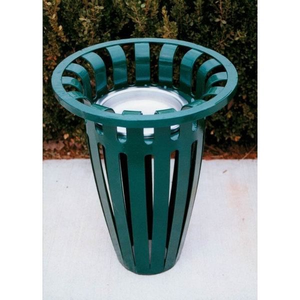 Picture of Flared Top Round Ash Urn 11x24 In. Plastic Coated Ribbed Steel with Steel Tray, Portable