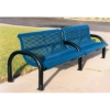 Picture of Add-On Modern 4 Foot Plastic Coated Expanded Metal Bench With Back and Arched Frame - Add On Section Only