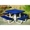 Picture of 46" Square Expanded Metal Thermoplastic Picnic Tables with Attached Seats, Portable