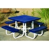 Picture of 46" Square Regal Expanded Metal Thermoplastic Picnic Tables with Attached Seats, Portable