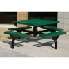 Picture of Square Picnic Table 46 Inch Attached Seats Plastic Coated Rolled Expanded Metal with Bolted 2 3/8 Inch Galvanized Steel, In-Ground Mount