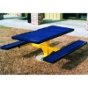 Picture of 6' Rectangular Expanded Metal Thermoplastic Picnic Table with Attached Seats