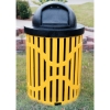 Picture of 32 Gallon Classic Thermoplastic Coated Steel Slatted Trash Receptacle with Dome Lid