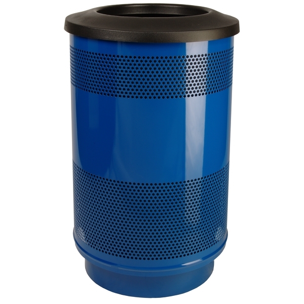 Picture of Trash Receptacle Round 55 Gallon Powder Coated Steel with Flat Top, Portable