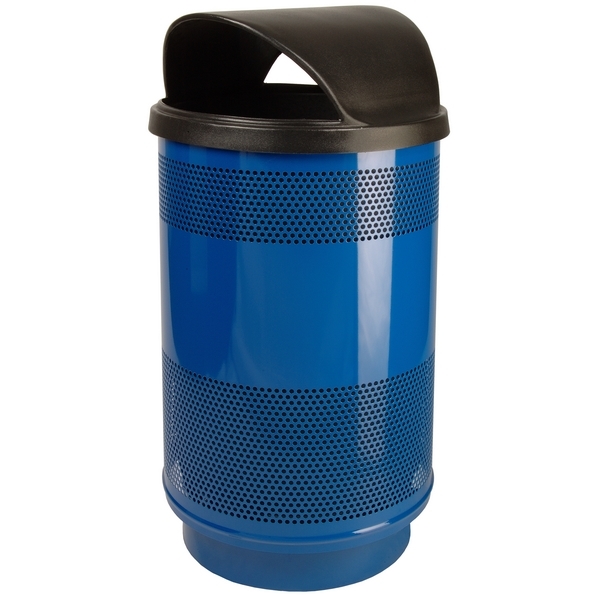 Picture of Trash Receptacle Round 55 Gallon Powder Coated Steel with Hood Top, Portable