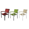 Picture of Polywood Euro Style Dining Chair Recycled Plastic Polywood Slats with Aluminum Frame. Set of 2.