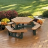 Hexagonal Recycled Plastic Picnic Table with Attached Benches