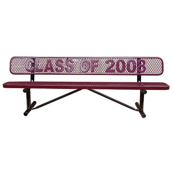 4 Ft. School Logo Memorial Benches with Back Plastic Coated Expanded Steel