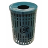 Logo 32 Gallon Plastic Coated Steel Round Diamond Pattern Trash Receptacle