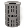 Logo 32 Gallon Plastic Coated Steel Round Diamond Pattern Trash Receptacle